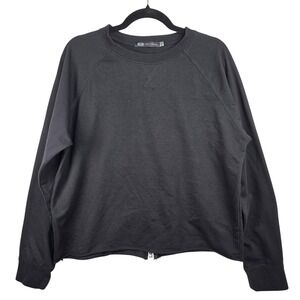JET John Eshaya Long Sleeve Shirt Top Zipper Back Sweatshirt Size M/L‎ Raw Hem